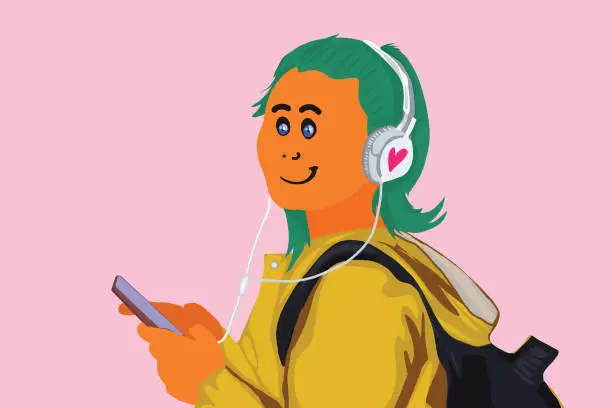 Vector illustration of Staying connected with my loved ones makes me happy