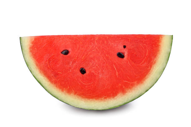 istock Slice of watermelon isolated on white 1487817079