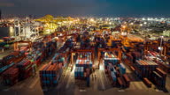 istock Top View of Container Terminal at Night 1487817838