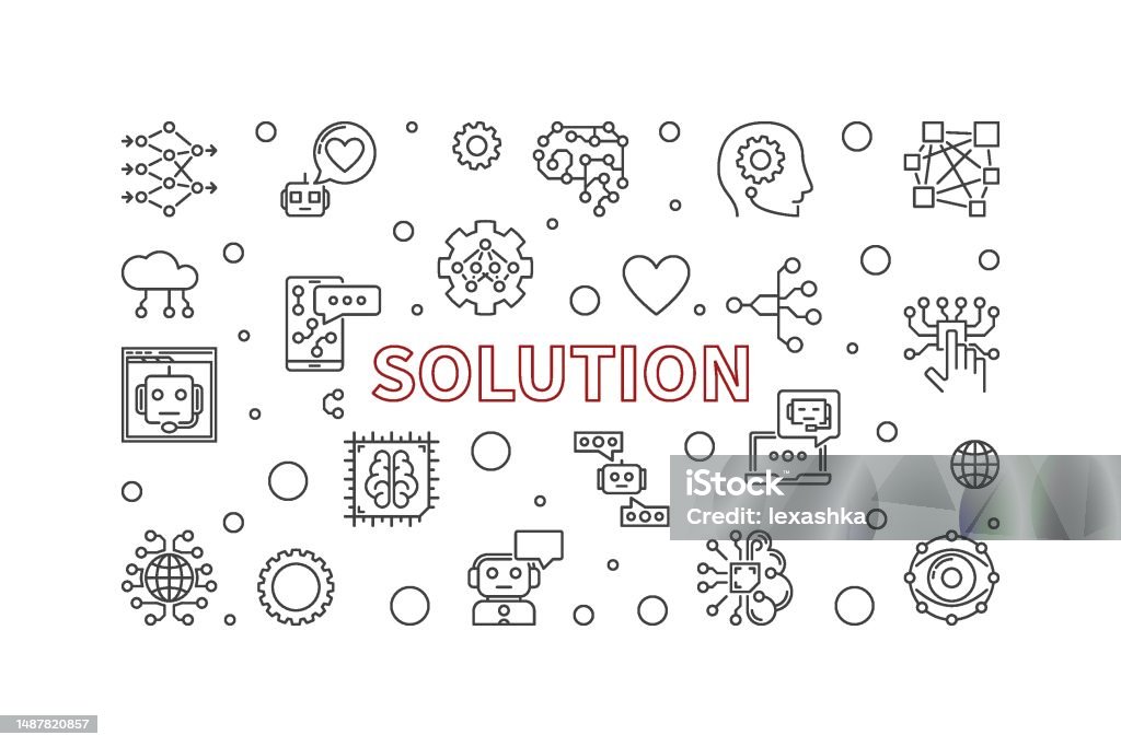 Solution Line Image Solution Thin Line Horizontal Banner Vector Ai Technology Line ...