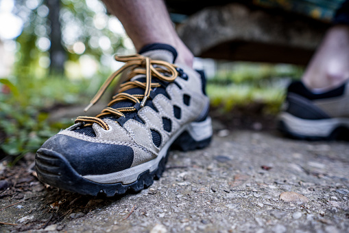 gray hiking shoe