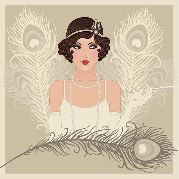 Flapper gitl series: Retro party invitation design vector art illustration