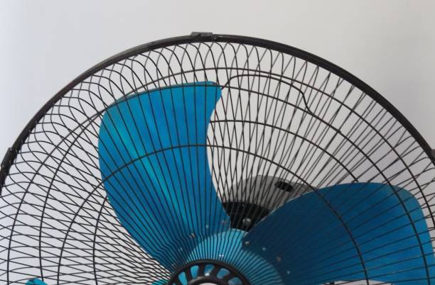 istock Medium sized electric fan with blue blades 1487827041
