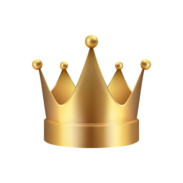 istock Vector 3d Realistic Golden Crown Icon Closeup Isolated. Yellow Metallic Crown Design Template. Gold Royal King Crown. Symbol of Imperial Power. Luxury, Wealth and Power. Front View 1487831370