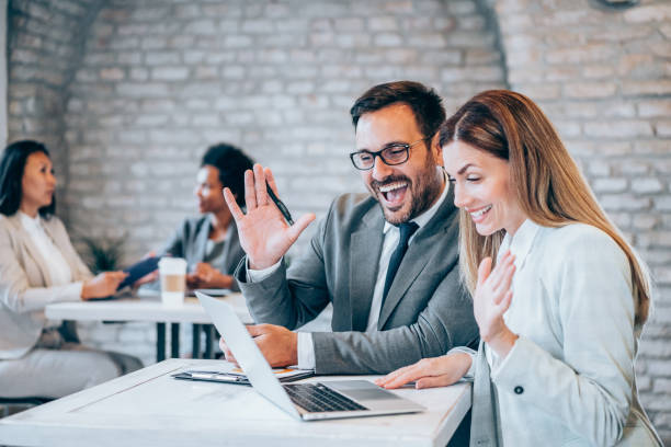 istock Business team in video conference. 1487839256