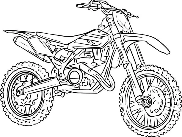 Vector illustration of Motocross bike. Enduro sport. Vehicles for off-road driving.