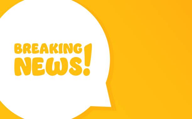 istock Breaking news. Speech bubble with Breaking news text. 2d illustration. Flat style. Vector line icon for Business and Advertising 1487860831