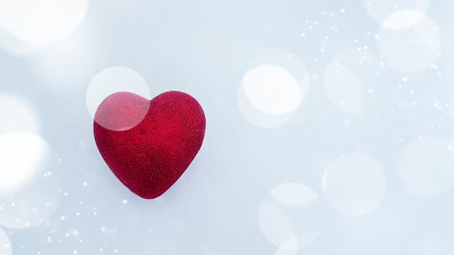 4K Video 14 february valentine's day red heart snowfall