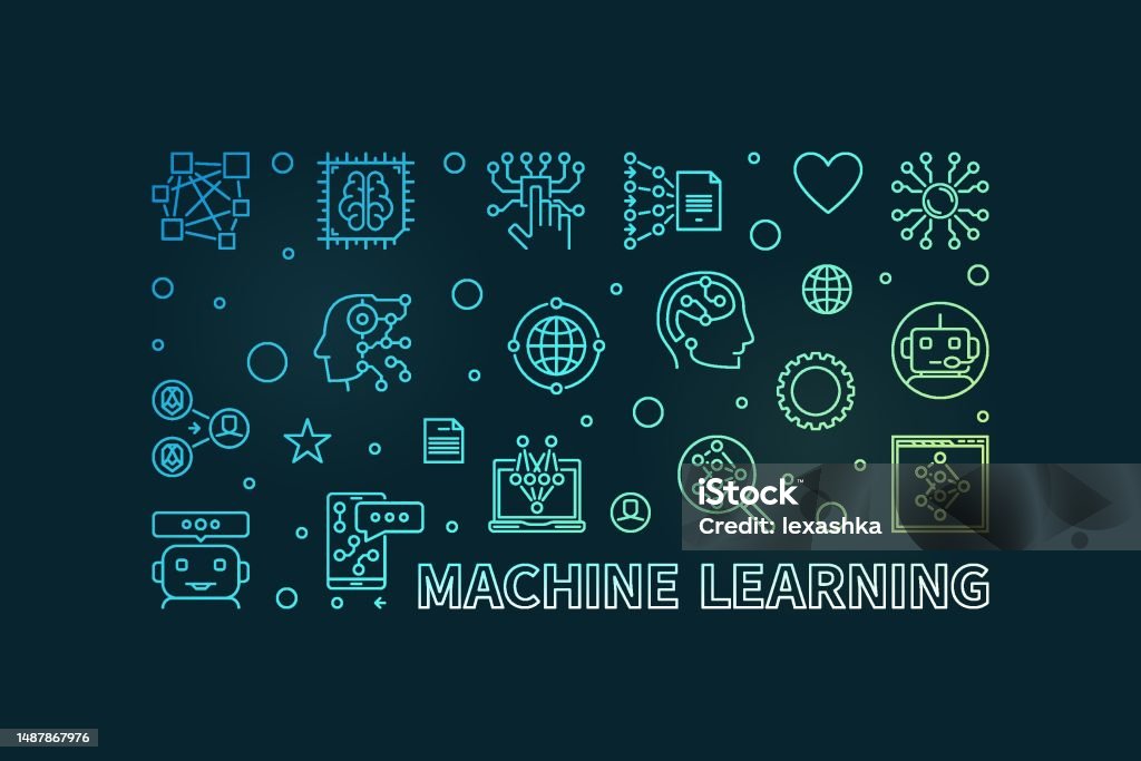Machine Learning Line Horizontal Creative Banner Ml Technology Vector ...