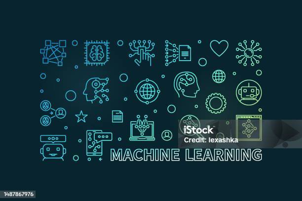 Machine Learning Line Horizontal Creative Banner Ml Technology Vector ...