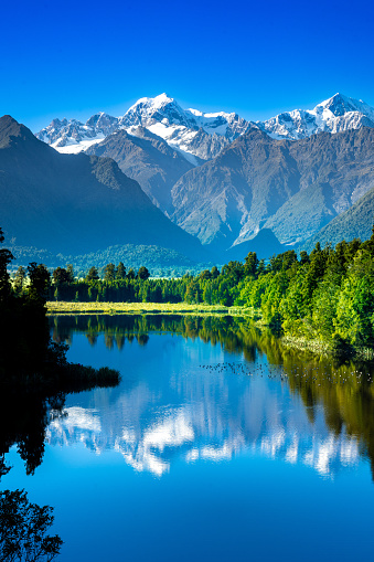 Beautiful mount cook landscape with reflection on Lake Matheson