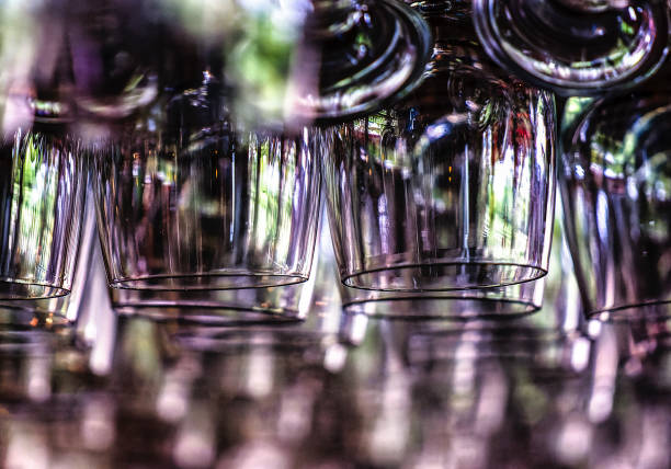 istock Glasses clean and dry hang over a bar 1487874408