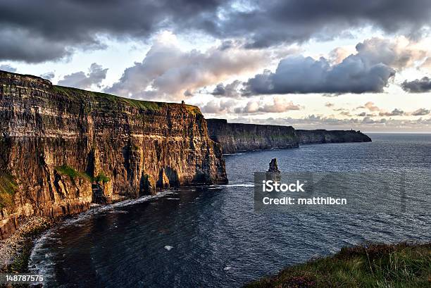 Klify Moher Irlandia - zdjęcia stockowe i więcej obrazów Klify Moher - Klify Moher, Zachód słońca, Panoramiczny