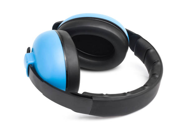istock Blue ear muff isolated on white background. head phones on a white background. 1487884241