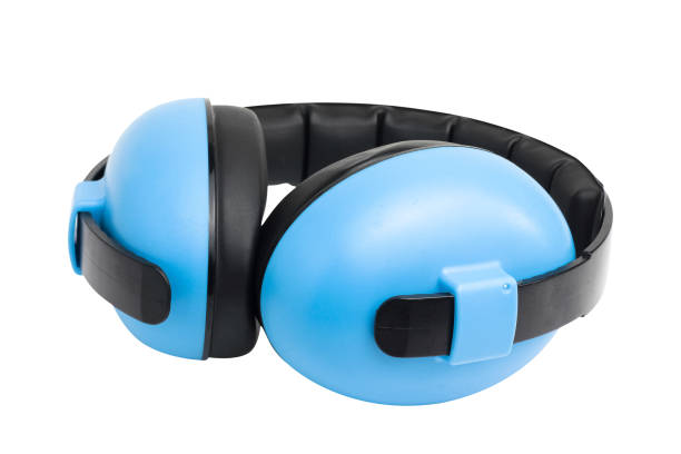 istock Blue ear muff isolated on white background. head phones on a white background. 1487884258
