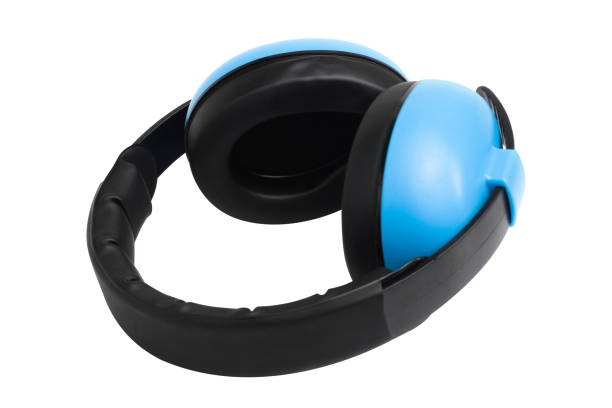 istock Blue ear muff isolated on white background. head phones on a white background. 1487884259