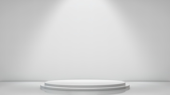 Roman podium  white for cosmetic product on background granite white. 3d rendering