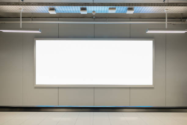 istock Blank billboard in airport, public transportation concept, blank billboard 1487888031