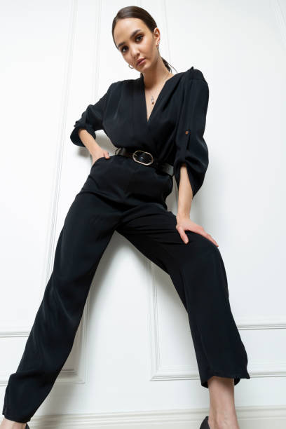 istock Beautiful brunette model wearing stylish outfit. 1487893795