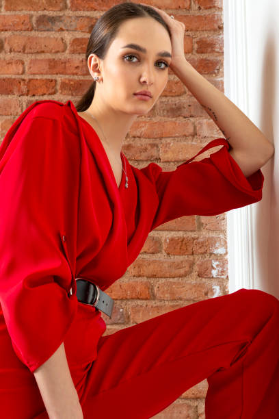 istock Beautiful brunette model wearing stylish outfit. 1487893926