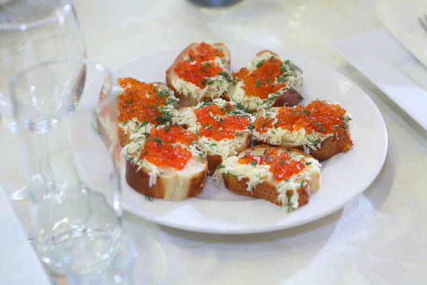 istock Sandwiches with red caviar 1487897562