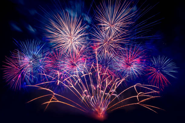 istock beautiful colorful firework display set for celebration happy new year and merry christmas and  fireworks on black background 1487901471