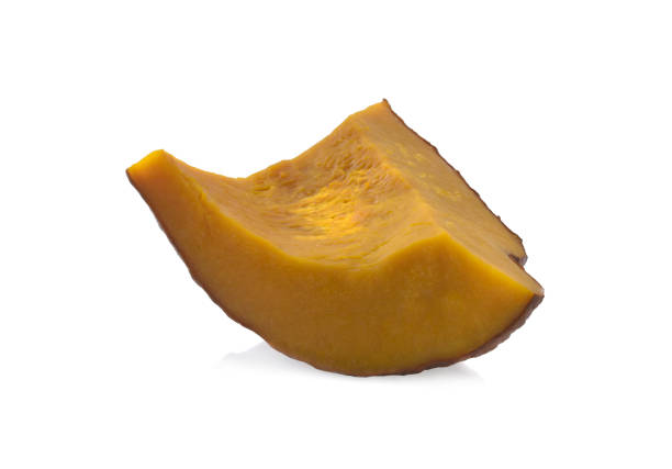 istock Slices of streamed pumpkin isolated on white background. 1487908957