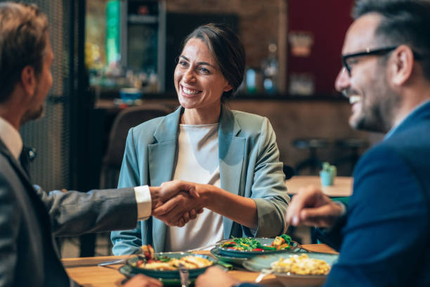 Business handshake at the restaurant