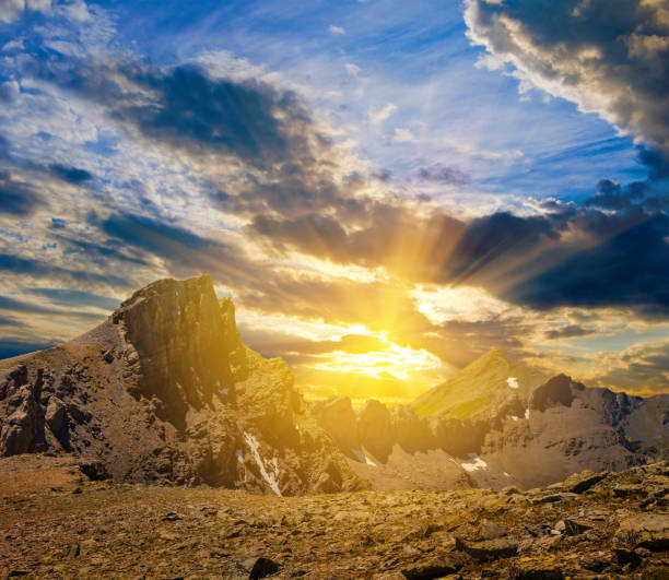 istock rocky mountain ridge at the dramatic sunset 1487912877