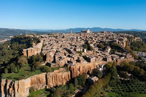 oblique aerial view of the town of orvieto
