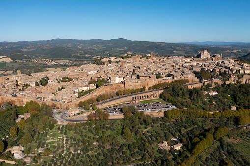 side aerial view of the town of orvieto