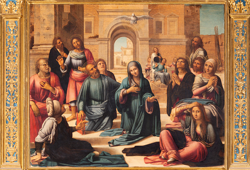 Valencia - The painting of Pentecost on the main altar  in the Cathedral  by Fernando Yanez de la Almedina and  Hernando de los Llanos (1506 - 1510).