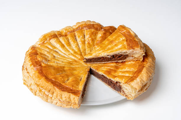 istock Paris, France - 05 05 2023: Presentation of a homemade chocolate king cake 1487917524