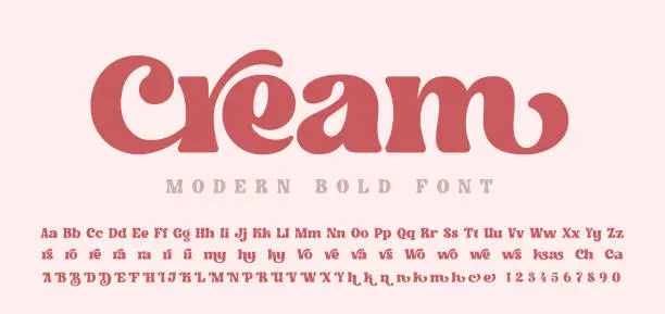 Vector illustration of An elegant bold font with a big set of ligatures