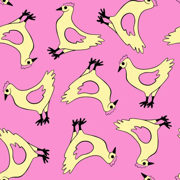 Vector illustration of Pattern with chickens.