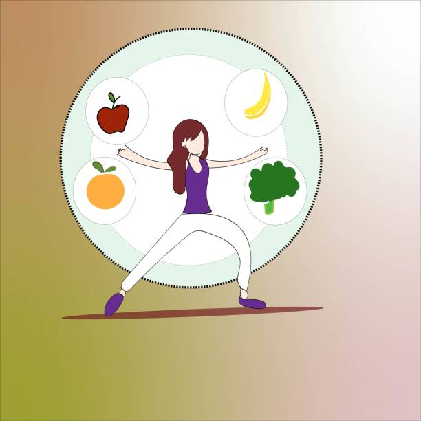 ilustrações, clipart, desenhos animados e ícones de mulher com legumes e frutas nas mãos. alimentação saudável, conceito de dieta, dieta de alimentos crus, vegetariana. - adult hungry apple backgrounds