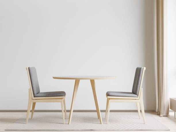 istock 3D rendering of a round table with two chairs in a modern dining room 1487920886