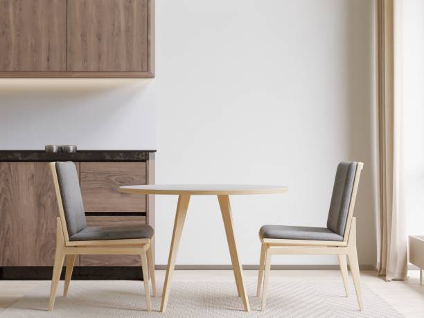 istock 3D rendering of a round table with two chairs in a modern dining room 1487920887