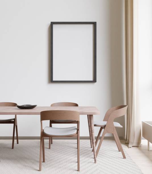 istock 3D rendering of a modern dining room with comfortable chairs and table 1487920896
