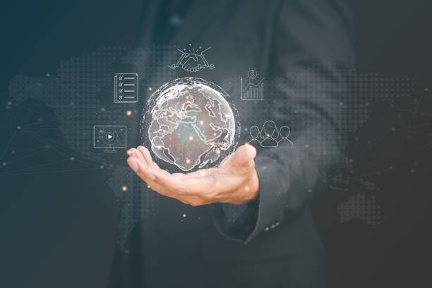 istock the hand is holding an earth that is in the air 1487920935