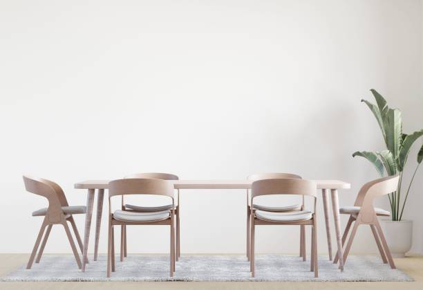 istock 3D rendering of a modern dining room with comfortable chairs and table 1487920967