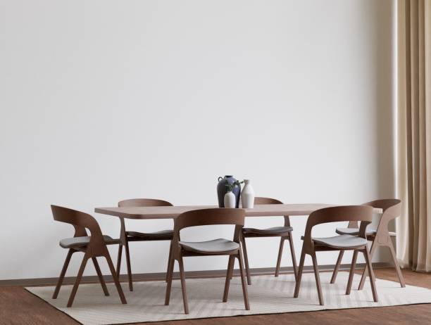 istock 3D rendering of a modern dining room with comfortable chairs and table 1487920987
