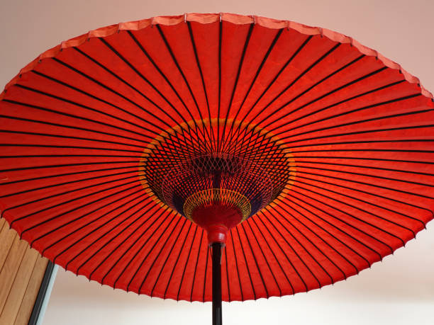 istock A large red janome umbrella used for outdoor tea ceremony (nodate umbrella) 1487921123