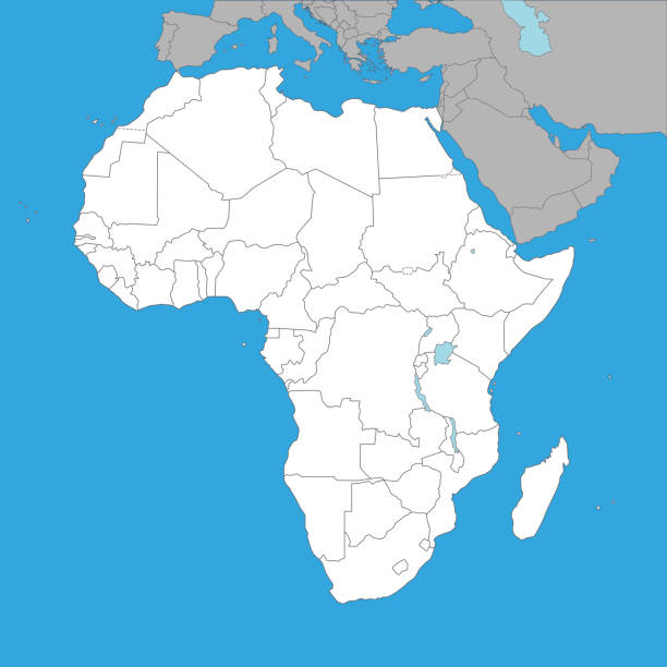 istock Blank map of the African continent, national borders and surrounding countries 1487928323