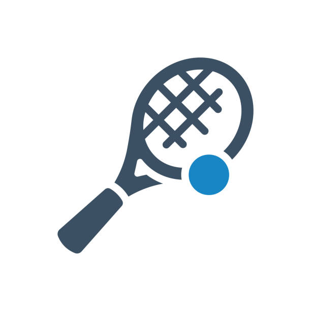 векторная иллюстрация значка тенниса - tennis tennis ball ball black background stock illustrations