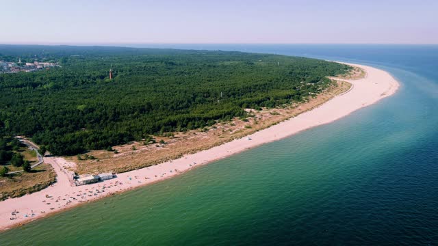 Holidays in Poland - summer aerial view of beach in the Hel Peninsula on the Baltic Sea