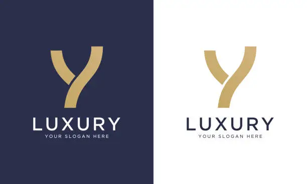 Vector illustration of Royal premium letter y logo design vector template in gold color. Beautiful logotype design for luxury company branding.