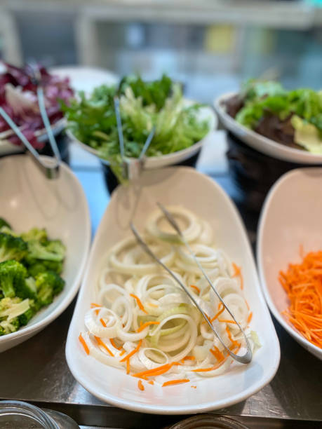 istock Various vegetables and bean at food display for salad. 1487932236