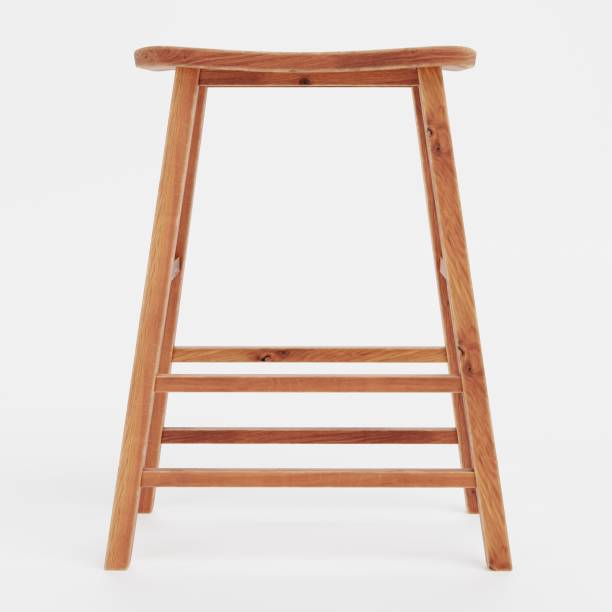 istock Realistic 3D Render of Wooden Stool 1487936733