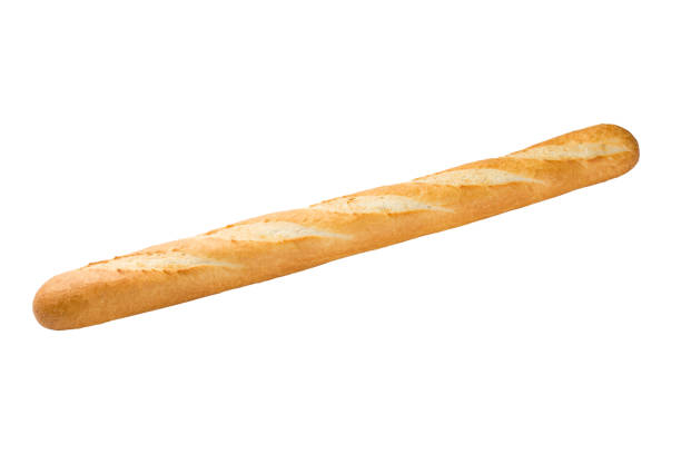 single long baguette french bread isolated on white stock photo